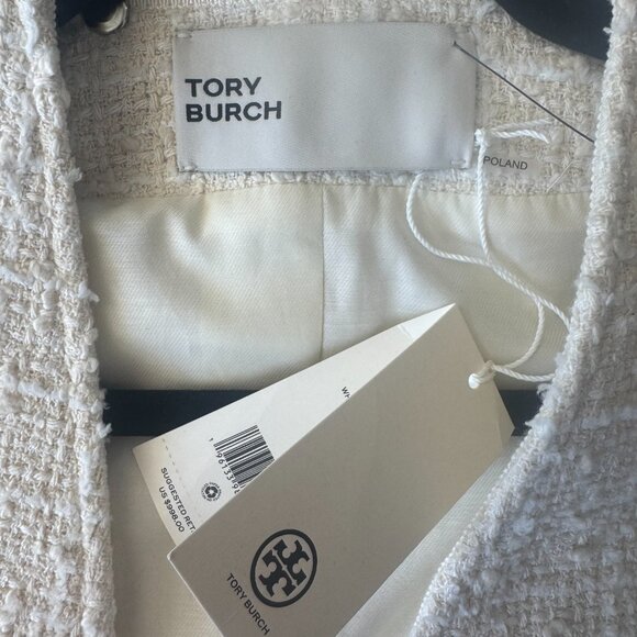 Tory Burch Ivory Tweed Jacket - Size 8 - Picture 5 of 7